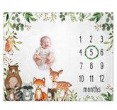 RICEFINE Woodland milestone blanket forest design for cozy baby photos and gentle skin feel.