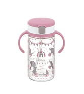 Richell Aqulea outing straw mug 320ml pink in full view for everyday use