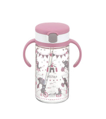 Richell Aqulea outing straw mug 320ml pink in full view for everyday use