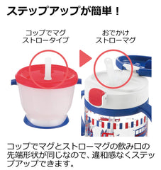 Richell Aqulea yellow mug shows removable handle for compact storage