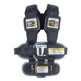 RideSafer small black vest worn in car showing compact, secure fit.