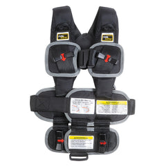 RideSafer XS vest worn in car demonstrates quick, secure restraint for small travelers.