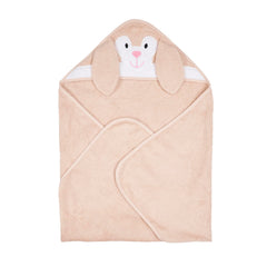 Riff Raff Friendly Bunny hooded towel dries newborns with cuddly comfort.