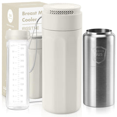 RIGSTNE portable breast milk cooler with 11oz bottle for travel-friendly cooling.