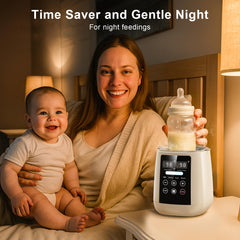 Rimaxao Bottle Warmer fits glass, silicone, and plastic bottles for versatile use.
