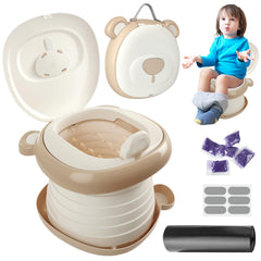 RIRC portable potty seat folded for compact travel and easy storage.