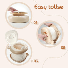 RIRC potty seat splash guard preventing spills during toddler use.