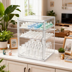 RISICULIS acrylic storage with adjustable dividers improves feeding time access.