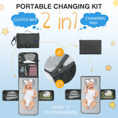 Rivermist Kids detachable pocket system keeps diapers and wipes organized