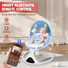 RIVIPLOU Smart Bluetooth baby swing 5-speed sway for customized calming sessions.