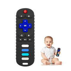 Robbear TV remote shape teether soothing gums safely.