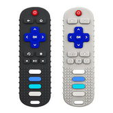 ROBBEAR TV remote teether with a familiar shape for soothing teething.