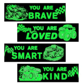 Robmoda 4 Pcs Motivational Truck Wall Stickers glow in the dark for kids rooms