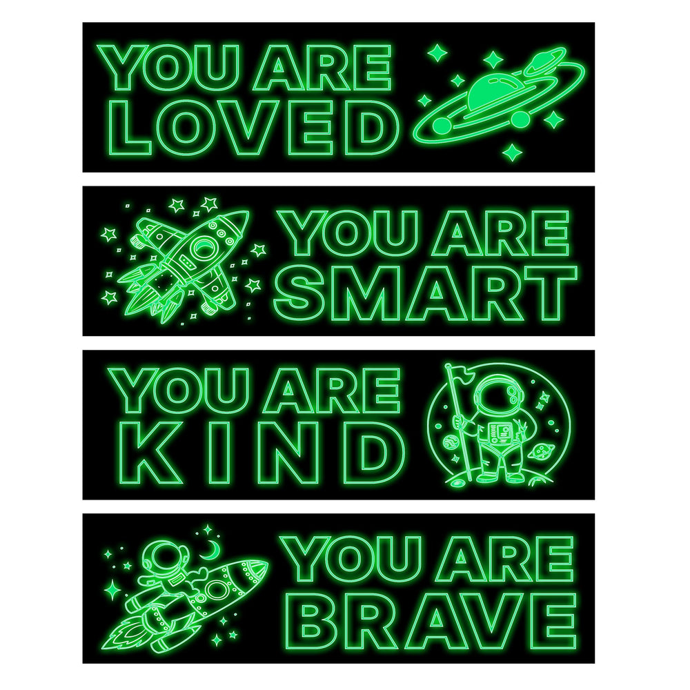 Robmoda astronaut wall sticker glows in the dark on a kids' bedroom wall for imaginative decor