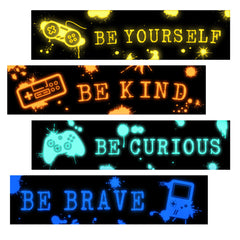 Robmoda game wall decal glow in the dark adds nighttime ambiance to a boys room.