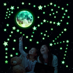 Robmoda glow stars ceiling set with moon decals for magical nighttime ambiance.