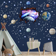 Robmoda solar system wall decals bring educational decor to a nursery or kid’s room.