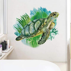 ROFARSO green sea turtle wall sticker in nursery adds playful charm