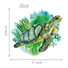 ROFARSO green sea turtle wall sticker ideal for playrooms on smooth surfaces