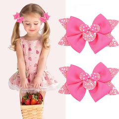 Roffiy sparkling mouse ears bow clip in rose red for park days and birthdays.