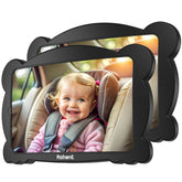 Rohent adjustable 360° baby car mirror offers a wide dual view for keeping two rear-facing infants in sight.