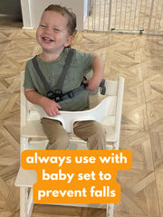 Roka Harness compatible with Tripp Trapp Baby Set for secure seating.