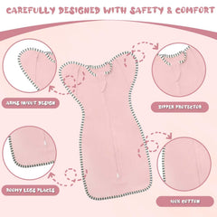 Roksuma newborn swaddle 2-way zipper demonstrates easy diaper changes.