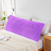 ROLJZTY purple shaggy body pillow cover front view showcases plush fur texture for cozy lounging