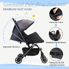 Rollingsurfer Lightweight Stroller one-hand fold for quick setup