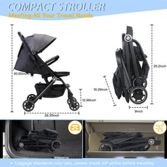 Rollingsurfer Lightweight Stroller open with near-flat recline for newborn comfort