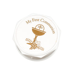 Roman 5-Piece First Communion Gift Set decorative pin close-up, ceremonial accessory