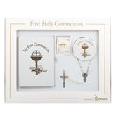 Roman 5-Piece First Communion Gift Set prayer book close-up, timeless ceremony keepsake