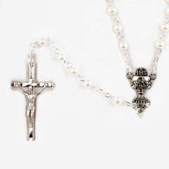 Roman 5-Piece First Communion Gift Set rosary close-up, sacred moments