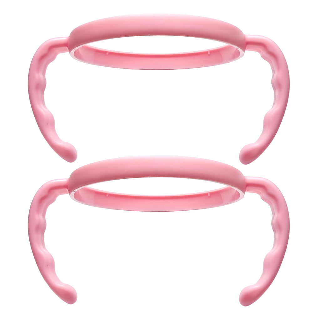 ROMIRUS bottle handles on a Comotomo 5 oz bottle provide a secure grip for little hands.
