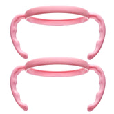 ROMIRUS bottle handles on a Comotomo 5 oz bottle provide a secure grip for little hands.