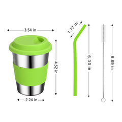 Rommeka 12oz cup featuring a bright silicone straw and color-coded lid for shared family use.
