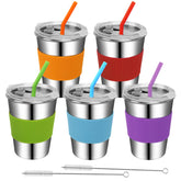 Rommeka toddler cups with straws assembled for easy stacking and reuse.