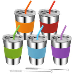 Rommeka toddler cups with straws assembled for easy stacking and reuse.