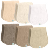 ROMY RO muslin burp cloths set of 6 in sand multi-color, extra absorbent for messes