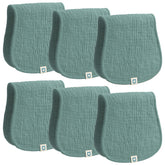 ROMY RO muslin burp cloths teal set, soft absorbent fabric for quick mess cleanup.