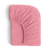 ROMY RO muslin crib sheet with soft muslin fabric for gentle, breathable newborn comfort.