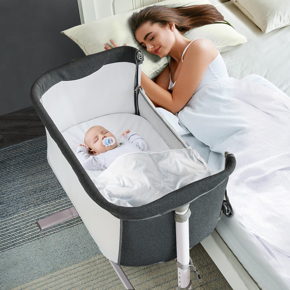 RONBEI Baby Bassinet bedside sleeper demonstrates easy assembly and sturdy construction.