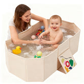 RONBEI foldable baby bathtub with flat profile for easy storage and quick setup