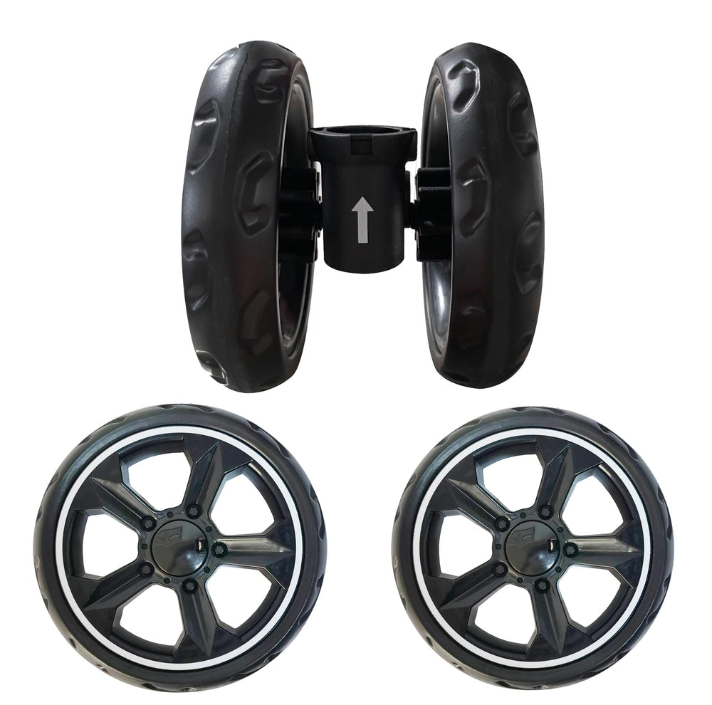 ROODO 3-wheel stroller wheel-set package ready for replacement.