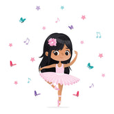 Rooms & Stickers Ballerina wall decal with long black hair brightens a girl’s room