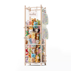 Rootling stuffed animal storage cage keeps toys organized and easy to reach.