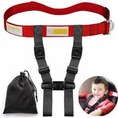 ROSROSE child airplane safety harness secured on airplane seat for travel