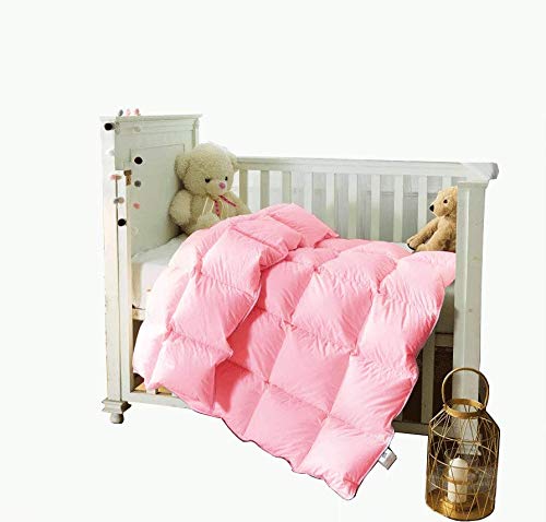 ROSE FEATHER goose down comforter for crib, front view, soft pink warmth
