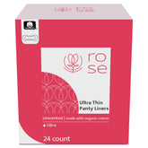 ROSE organic panty liner top sheet close-up showing breathable cotton