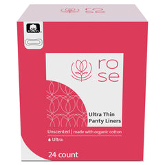 ROSE organic panty liner top sheet close-up showing breathable cotton
